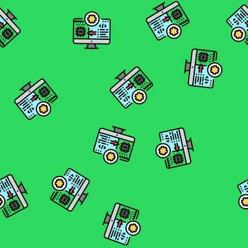 Microcontroller programming electronics vector seamless pattern Stock Illustration