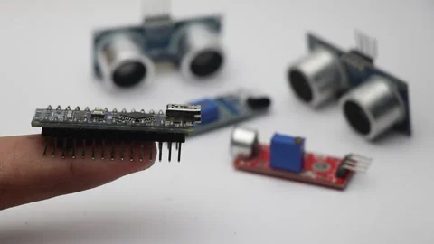 Microcontroller for prototyping electronic engineering arduino nano with othe Stock Footage 158193940