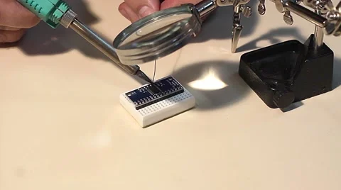 Microcontroller soldering process Stock Footage 59777991