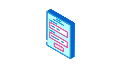 Microcopy ux ui design isometric icon animation Stock Footage 327286520
