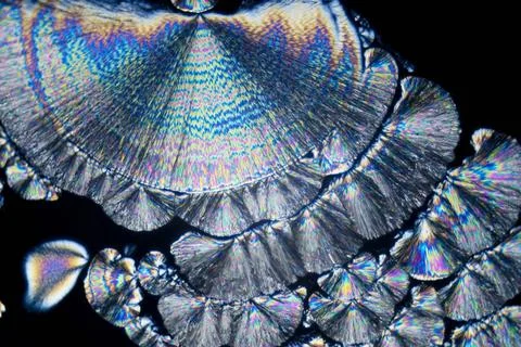 Microcrystals microphoto: microcrystals of ascorbic acid in polarized ligh... Stock Photos