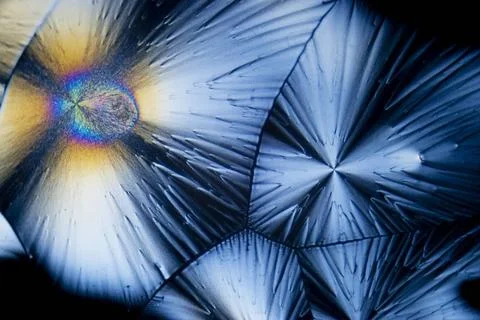 Microcrystals microphoto: microcrystals of ascorbic acid in polarized ligh... Stock Photos