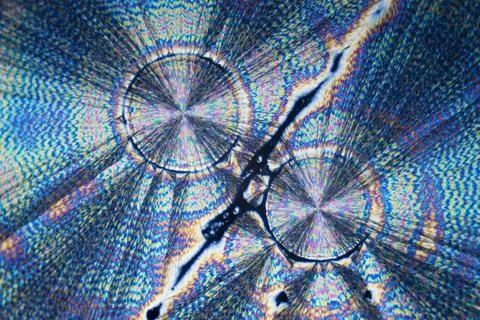 Microcrystals microphoto: microcrystals of ascorbic acid in polarized ligh... Stock Photos