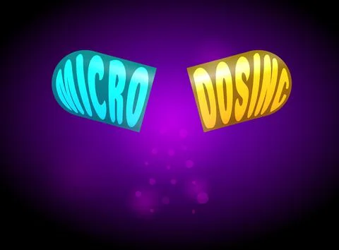 Microdosing capsule pils with Magic mushrooms, psilocybin, LSD psychedelic Stock-Illustration