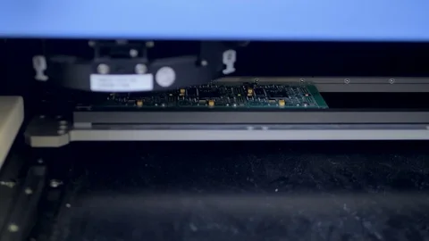 Microelectronics, computer components production line. Microcircuit chip Stock Footage 84671481