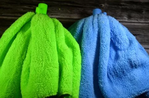 Microfiber towel mop, super absorbent for superior spill and dirt pick-up, .. 库存照片
