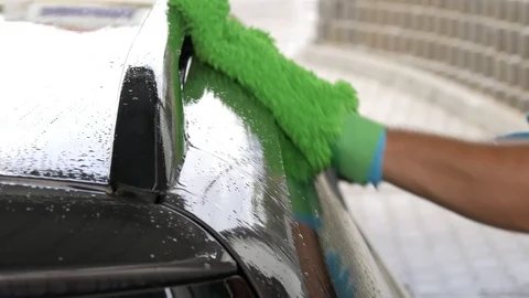 Microfiber wash mitt car hand washing polishing glove Stock-Footage 112354523