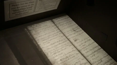 Microfiche genealogy study historical family records HD 8715 Stock Footage 27232576