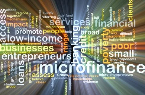 Microfinance background concept glowing Stock Illustration