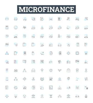 Microfinance vector line icons set. Microfinance, Loan, Finance, Banking, Credit Stock Illustration