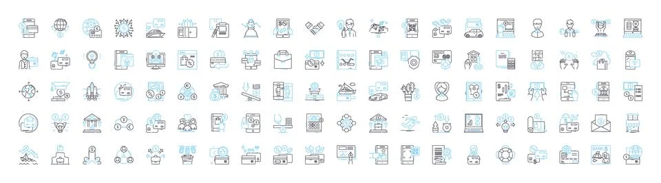 Microfinance vector line icons set. Microfinance, Loan, Finance, Banking, Credit Illustrazione stock