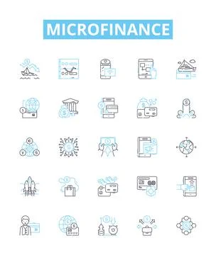 Microfinance vector line icons set. Microfinance, Loan, Finance, Banking, Credit Stock Illustration