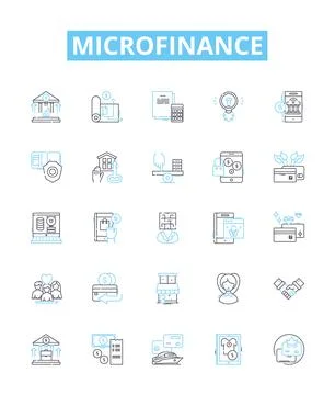 Microfinance vector line icons set. Microfinance, Loan, Finance, Banking, Credit Illustrazione stock