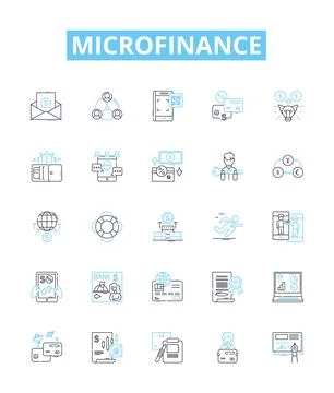 Microfinance vector line icons set. Microfinance, Loan, Finance, Banking, Credit Stock Illustration