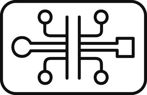 Microfluidic chip laboratory technology line art icon Stock Illustration