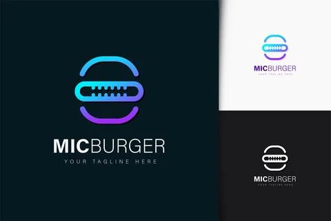 Microfone burger logo design with gradient Stock Illustration