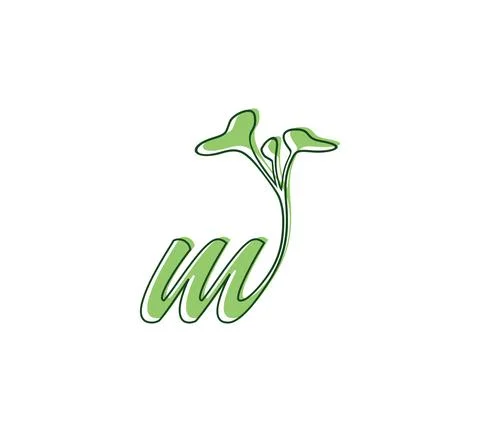 Microgreen Monogram Initial Letter M Logo Sign Stock Illustration