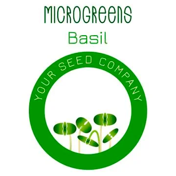Microgreens Basil. Seed packaging design, round element in the center Illustrazione stock