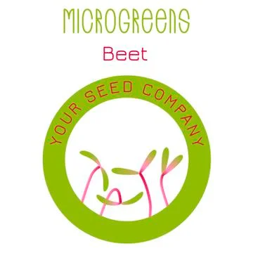 Microgreens Beet. Seed packaging design, round element in the center Stock Illustration