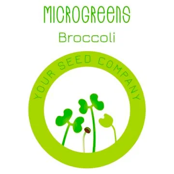 Microgreens Broccoli. Seed packaging design, round element in the center Stock Illustration