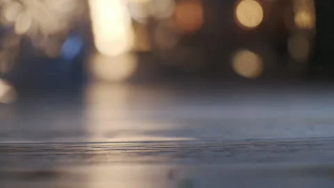 Microgreens falling on the wooden table, close-up view in slow motion. Видео 147968773