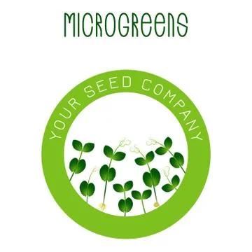 Microgreens Pea. Seed packaging design, round element in the center Stock Illustration
