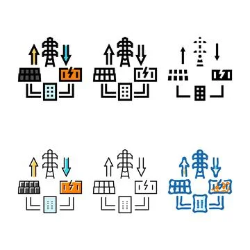 Microgrids electric types grid color icon vector Illustrazione stock