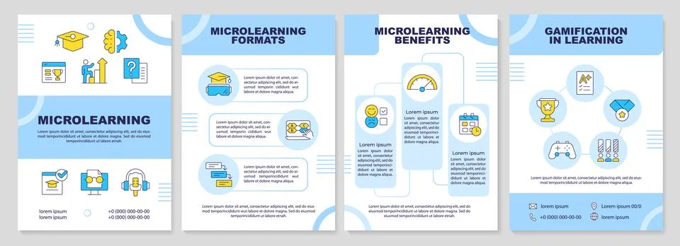 Microlearning blue brochure layout Stock Illustration