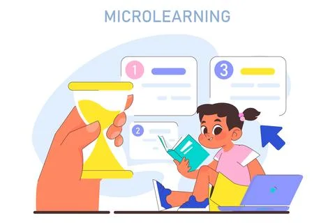 Microlearning. Modern approach to learning new information in small Stock Illustration