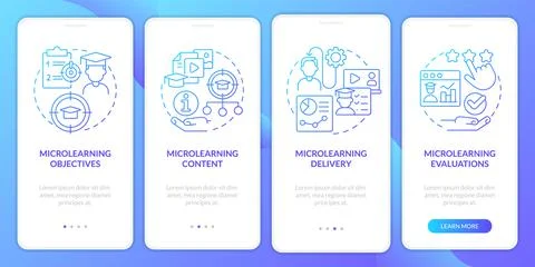 Microlearning modules blue gradient onboarding mobile app screen Illustrazione stock