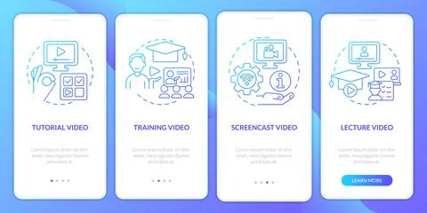 Microlearning videos in online training gradient onboarding mobile app screen Ilustración de archivo