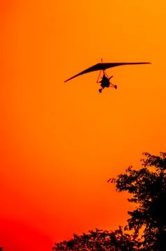 Microlite Aircraft at Sunset Stock Photos