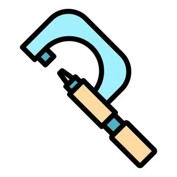 Micrometer engineering icon color outline vector Stock Illustration