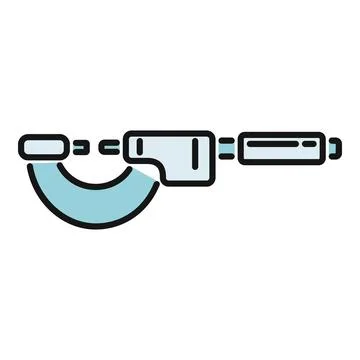 Micrometer flat colorful line icon for precise measurement Stock Illustration