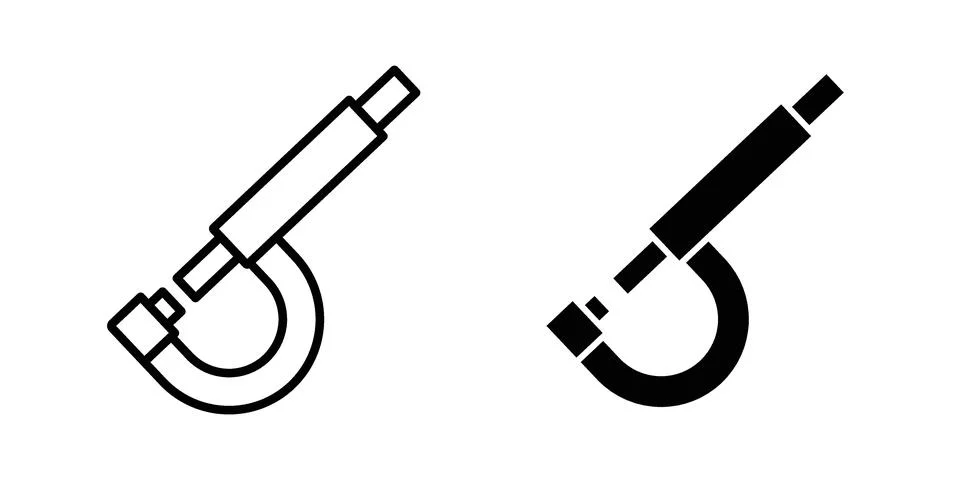 Micrometer icon symbol  illustration bundle in black colour Stock Illustration