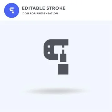 Micrometer icon vector, filled flat sign, solid pictogram isolated on white Illustrazione stock