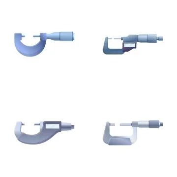 Micrometer icons set cartoon vector. Various type of micrometer Stock Illustration