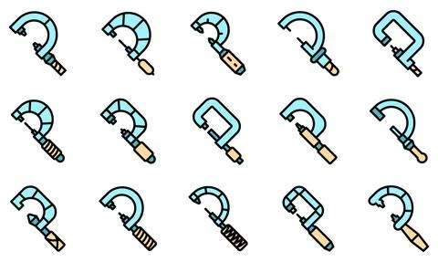 Micrometer icons set vector flat Stock Illustration