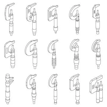 Micrometer icons set vector outline Stock Illustration