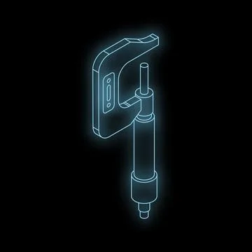 Micrometer measuring tool glowing on dark background Stock Illustration