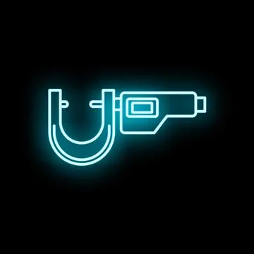 Micrometer neon icon for precision measurement engineering Stock Illustration