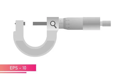 The micrometer is smooth with a measuring scale. Realistic design. On a white Stock Illustration