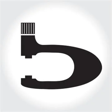 Micrometer tool icon, black silhouette. Element logo   isolated on white ba.. Illustrazione stock