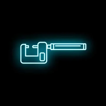 Micrometer tool icon glowing in neon blue Stock Illustration