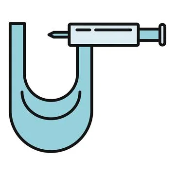Micrometer tool icon for precision engineering measurement Stock Illustration