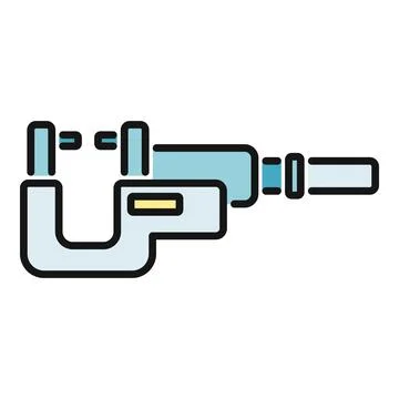 Micrometer tool measuring precision and engineering accuracy icon Stock Illustration