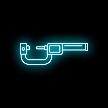 Micrometer tool measuring precision engineering in neon glow Stock Illustration