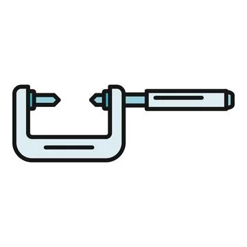 Micrometer tool measuring precision icon engineering instrument Stock Illustration