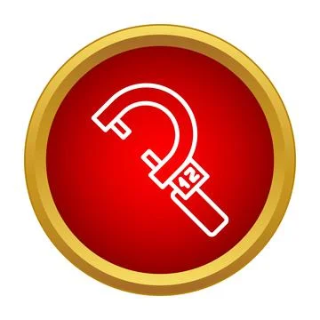 Micrometer tool measuring precision line icon in red button Stock Illustration