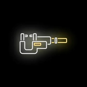 Micrometer tool measuring precision in neon light Stock Illustration